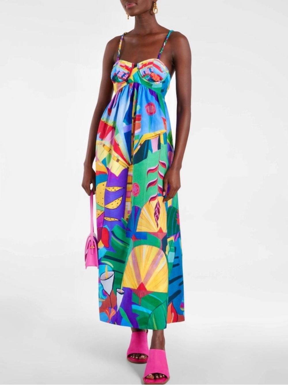 πΊπHPππΊ NWT Farm Rio Tropical Scenario Maxi Dress - Picture 13 of 16
